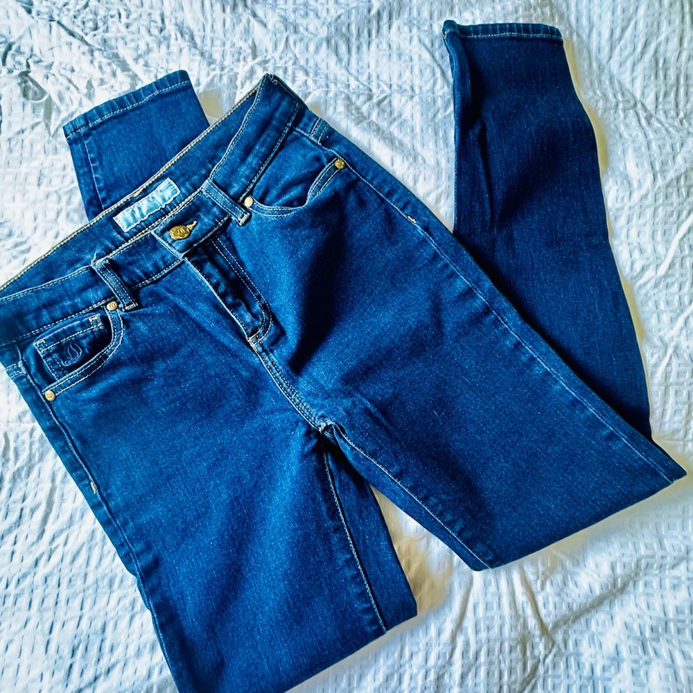 Draper James Dark Wash High Rise Slim Fit Ankle Length Jeans